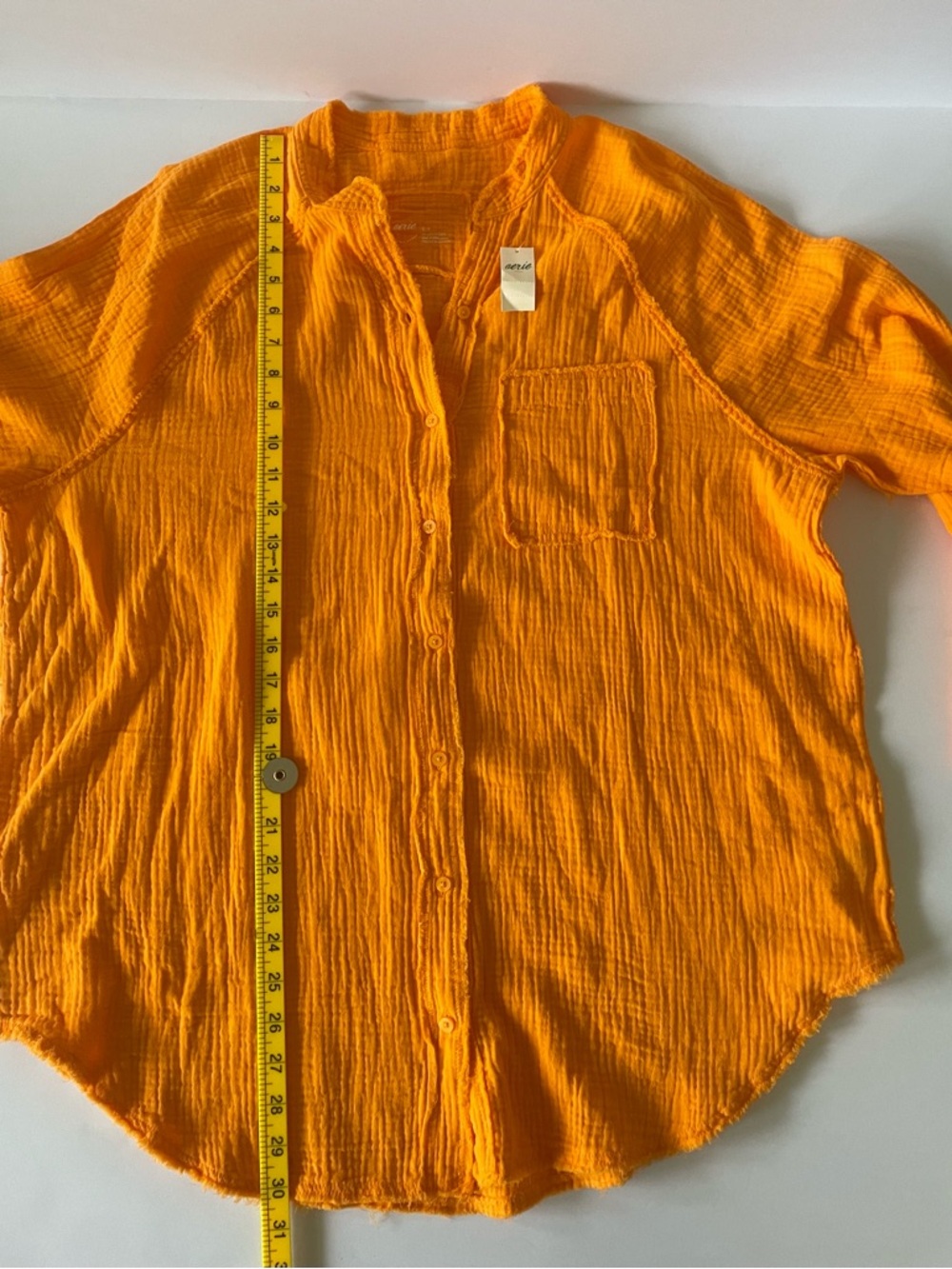 Aerie Gauze Button-Down Shirt – Bright Orange – Size Small – NWT - Picture 4 of 5